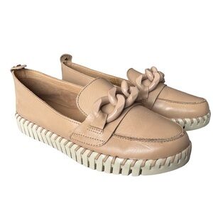 Bottero Twister Couro Burnish Leather Loafer Size 7 Women’s Shoes EU 38 Nude EUC